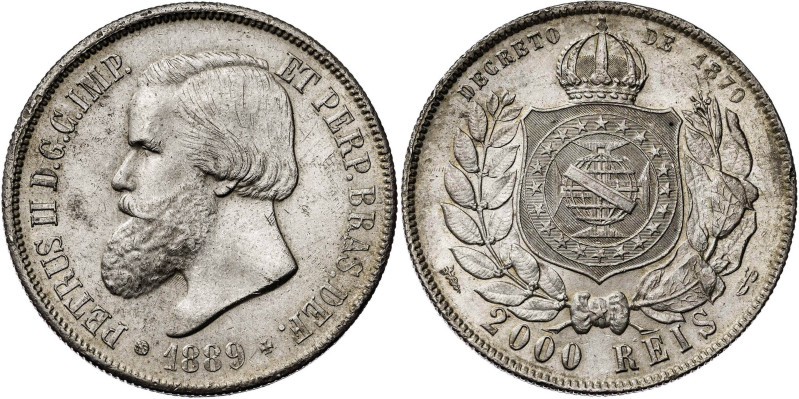 Brasil. 1889. Pedro II. 2000 reis. (KM. 485). Golpecitos. Brillo original. 25,49...