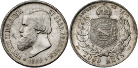 Brasil. 1889. Pedro II. 2000 reis. (KM. 485). Golpecitos. Brillo original. 25,49 g. EBC-/EBC.