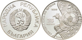 Bulgaria. 1986. 25 leva. (KM. 194). Mundial de Fútbol - México 1986. AG. 23,31 g. Proof.
