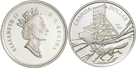 Canadá. 2003. Isabel II. 1 dólar. (KM. 450). Centenario de las Minas de cobalto. En estuche oficial con certificado. AG. 25,50 g. Proof.