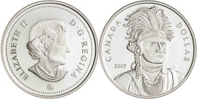 Canadá. 2007. Isabel II. 1 dólar. (KM. 653). Thayendanegea. En estuche oficial con certificado. AG. 25,22 g. Proof.
