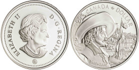 Canadá. 2008. Isabel II. 1 dólar. (KM. 785). 400º Aniversario de la fundación del Quebec. En estuche oficial con certificado. AG. 25,07 g. Proof.