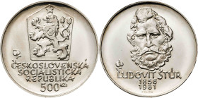 Checoslovaquia. 1981. 500 coronas. (KM. 105). 125º Aniversario de la muerte de Ludovit Stor. AG. 24,19 g. Proof.