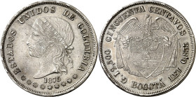 Colombia. 1875. Bogotá. 50 centavos. (KM. 177.1). AG. 12,74 g. EBC-.