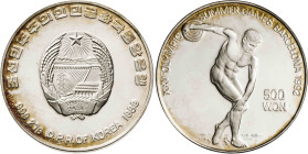 Corea del Norte. 1989. 500 won. (KM. 34). Juegos Olímpicos - Barcelona '92. AG. 27,01 g. Proof.