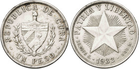 Cuba. 1932. 1 peso. (KM. 15.2). Golpecitos. AG. 26,72 g. MBC.