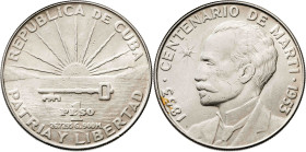 Cuba. 1953. 1 peso. (KM. 29). José Martí. AG. 26,77 g. MBC+.