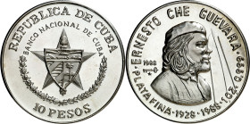 Cuba. 1988. 10 pesos. (KM. 163). 60º Aniversario del nacimiento del Che Guevara. AG. 31,12 g. Proof.