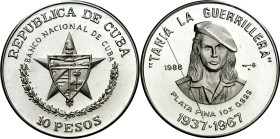 Cuba. 1988. 10 pesos. (KM. 228). Tania la Guerrillera. Acuñación de 5000 ejemplares. AG. 31,14 g. Proof.
