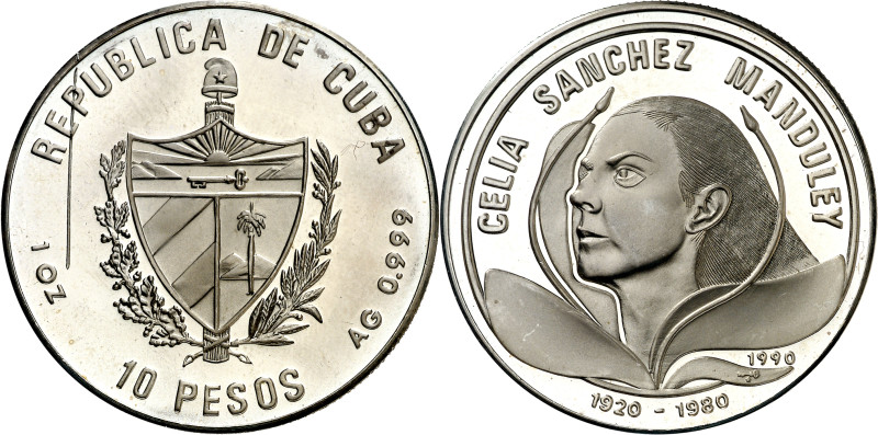 Cuba. 1990. 10 pesos. (KM. 262.1). Celia Sánchez Mandoley, activista en la Revol...