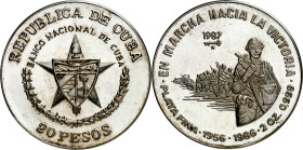 Cuba. 1987. 20 pesos. (KM. 171). 30º Aniversario - En marcha hacia la victoria. Acuñación de 333 ejemplares. AG. 62,21 g. Proof.