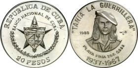 Cuba. 1988. 20 pesos. (KM. 235). Tania la Guerrillera. Acuñación de 1000 ejemplares. AG. 62,21 g. Proof.