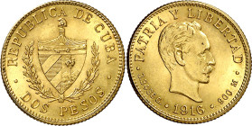 Cuba. 1916. 2 pesos. (Fr. 6) (KM. 17). AU. 3,35 g. EBC.