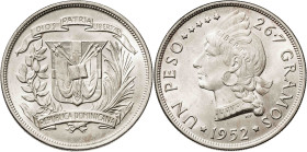 República Dominicana. 1952. 1 peso. (KM. 22). AG. 26,72 g. EBC+.
