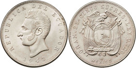 Ecuador. 1943. México. 5 sucres. (KM. 79). AG. 25 g. EBC+.
