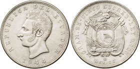 Ecuador. 1944. México. 5 sucres. (KM. 79). AG. 24,98 g. EBC-.