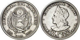 El Salvador. 1904. CAM (Centro-América). 1 peso. (KM. 115.2). Escasa. AG. 25,89 g. MBC.
