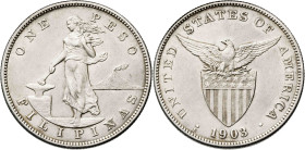 Filipinas. 1903. S (San Francisco). 1 peso. (KM. 168). AG. 26,94 g. MBC+.