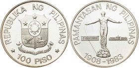 Filipinas. 1983. 100 piso. (KM. 245). Acuñación de 2000 ejemplares. AG. 24,07 g. Proof.