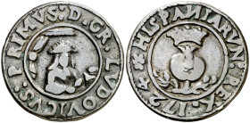 1724. Luis I. Granada. Proclamación. (Ha. 6 var. metal) (MHE. 198, mismo ejemplar) (RAH. 128-130 var. metal) (Ruiz Trapero 44 var. metal) (V. 12 var. ...