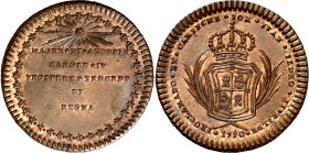 1790. Carlos IV. Campeche. Proclamación. (Ha. 124 var. metal) (V. 114 var. metal) (V.Q. 13173 var. metal). Grabador: G. A. Gil. Bella. Rara así. Bronc...