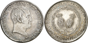 1823. Fernando VII. Sevilla. Restauración del Absolutismo. (Ruiz Trapero 505 y 506) (V. 345) (V.Q. 14242). Pequeña limadura en canto. Plata. 28,60 g. ...