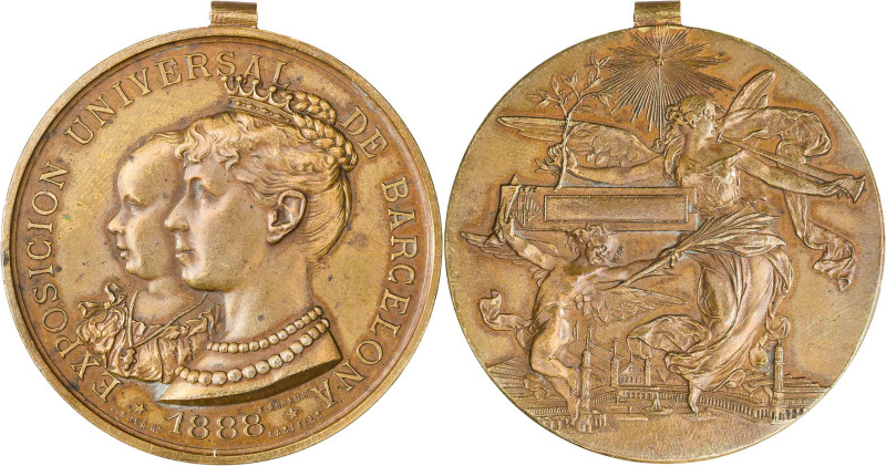 1888. Alfonso XIII. Barcelona. Exposición Universal. (V. 857 var) (Cru.Medalles ...