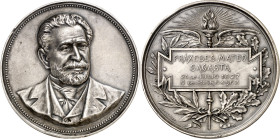 1903. Alfonso XIII. Muerte de Sagasta. Grabador: J. Gottuzzo. Golpes en canto. Rara. Bronce plateado. 100,80 g. Ø60 mm. EBC-.