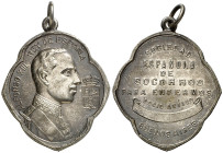 Argentina. Buenos Aires. Sociedad Española de Socorros para enfermos. Alfonso XIII, socio activo. Con anilla. Plata. 12,94 g. 36x33 mm. S/C.