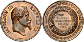 Francia. 1866. II Imperio. Napoleón III. Premio del Ministerio de Agricultura, Comercio y Trabajos Públicos. Grabador: D. A. Barré. En canto: abeja - ...