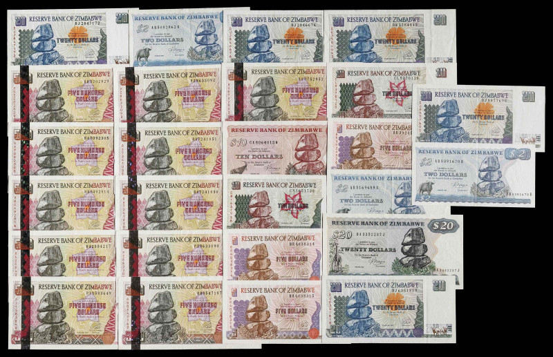 Zimbabwe. Lote de 26 billetes. A examinar. EBC-/S/C.