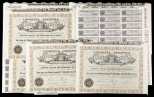 1928. Minas del Rif. Lote de 7 acciones (6 correlativas y una sin cupones). A examinar. MBC+/EBC.