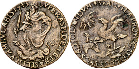 Antiguos Países Bajos. 1543. Carlos I. Brujas. Tesorería desconocida. Victorias sobre Francisco I y el duque de Cleves. Jetón. (Dugniolle 1523) (Van M...