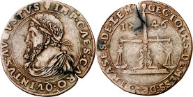 Antiguos Países Bajos. 1546. Carlos I. Amberes. Oficina Imperial de Finanzas. Jetón. (Dugniolle 1658a). Grieta. Cobre. 4,69 g. Ø29 mm. MBC/MBC-.