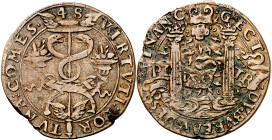 Antiguos Países Bajos. 1548. Carlos I. Oficina Imperial de Finanzas. Retorno de Carlos I a los Países Bajos. Jetón. (Dugniolle 1738) (Van Mieris III p...