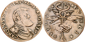 Antiguos Países Bajos. s/d (hacia 1552). Carlos I. Dordrecht. Tesorería desconocida. La Paz de Passau. Jetón. (Dugniolle 1864) (Van Mieris III p. 293,...