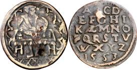 Antiguos Países Bajos. 1553. Nuremberg. Memento del cambista. Jetón. Jetón de tipo Rechenmeister o del maestro contador de Hans Schultes I (1553-1584)...