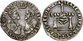 Antiguos Países Bajos. 1555. Carlos I. Dordrecht. Tesorería desconocida. Abdicación del Emperador en Felipe II. Jetón. (Dugniolle 1999) (Van Mieris II...