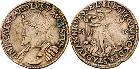 Antiguos Países Bajos. 1556. Carlos I. Amberes. Oficina de Finanzas de Bruselas. Jetón. (Dugniolle 2077). Ex Jean Elsen & ses Fils 18/06/2005, nº 2252...