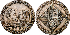 Antiguos Países Bajos. 1557. Felipe II. Lille. Cámara de Cuentas. Felipe II y María I de Inglaterra. Jetón. (Dugniolle 2111) (Mitchiner 2342) (Van Mie...