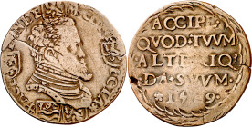 Antiguos Países Bajos. 1559. Felipe II. Dordrecht. Tesorería desconocida. Tratado de Cateau-Cambrésis entre España y Francia. Jetón. (Dugniolle 2187) ...