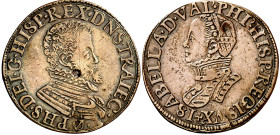 Antiguos Países Bajos. s/d (hacia 1559). Felipe II. Utrecht. Tesorería desconocida. Matrimonio de Felipe II con Isabel de Valois. Jetón. (Dugniolle 22...