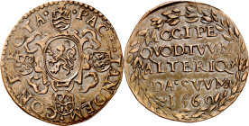 Antiguos Países Bajos. 1560. Felipe II. Tesorería desconocida. Tratado de Cateau-Cambrésis entre España y Francia. Jetón. (Dugniolle 2236) (Mitchiner ...