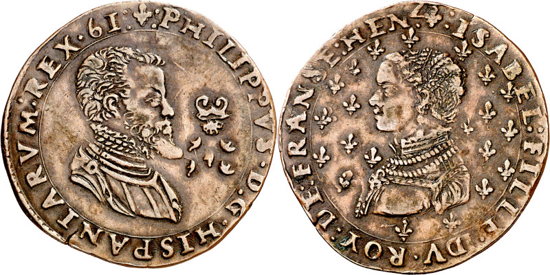 Antiguos Países Bajos. 1561. Felipe II. Brujas. Tesorería desconocida. Felipe II...