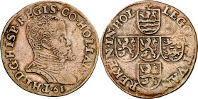 Antiguos Países Bajos. 1561. Felipe II. Cámara de Cuentas de Holanda. Jetón. (Dugniolle 2287). Ex Jean Elsen & ses Fils 18/06/2005, nº 2255. Cobre. 4,...