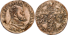 Antiguos Países Bajos. 1563. Felipe II. Dordrecht. Tesorería desconocida. Liberación de los cristianos de Orán. Jetón. (Dugniolle 2340) (V.Q. 13629) (...
