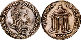 Antiguos Países Bajos. 1563. Felipe II. Tesorería desconocida. Protestas de los Estados Generales por los Obispados. Jetón. (Dugniolle 2345) (Mitchine...