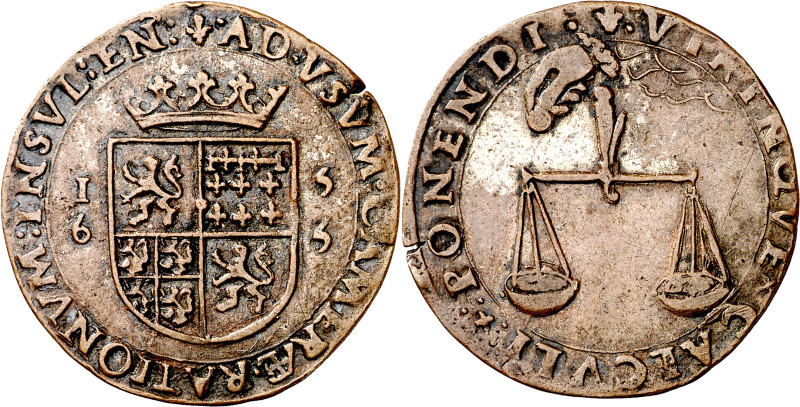 Antiguos Países Bajos. 1565. Felipe II. Lille. Cámara de Cuentas. Jetón. (Dugnio...