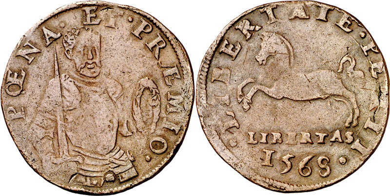 Antiguos Países Bajos. 1568. Felipe II. Tesorería desconocida. Amenazas de Felip...