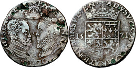 Antiguos Países Bajos. 1571. Felipe II. Lille. Cámara de Cuentas. Felipe II y Ana de Austria. Jetón. (Dugniolle 2540 var leyenda) (V.Q. 13663 var leye...